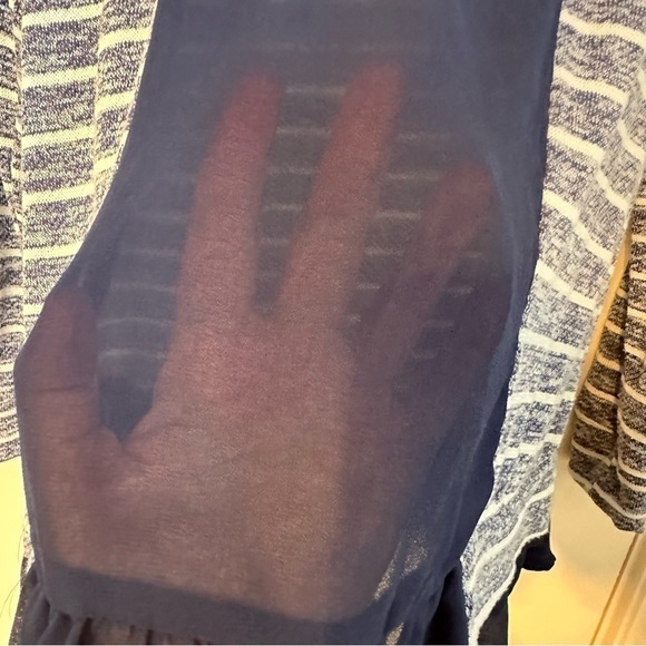 Ezra Mixed Media Long Sleeve Striped Top with Ruffled Hem Size M - Picture 8 of 9